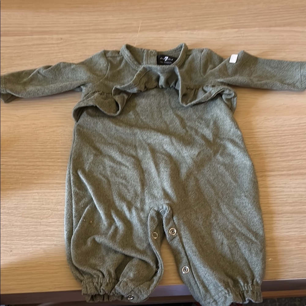 7 For All Mankind Green Ruffled Bodysuit